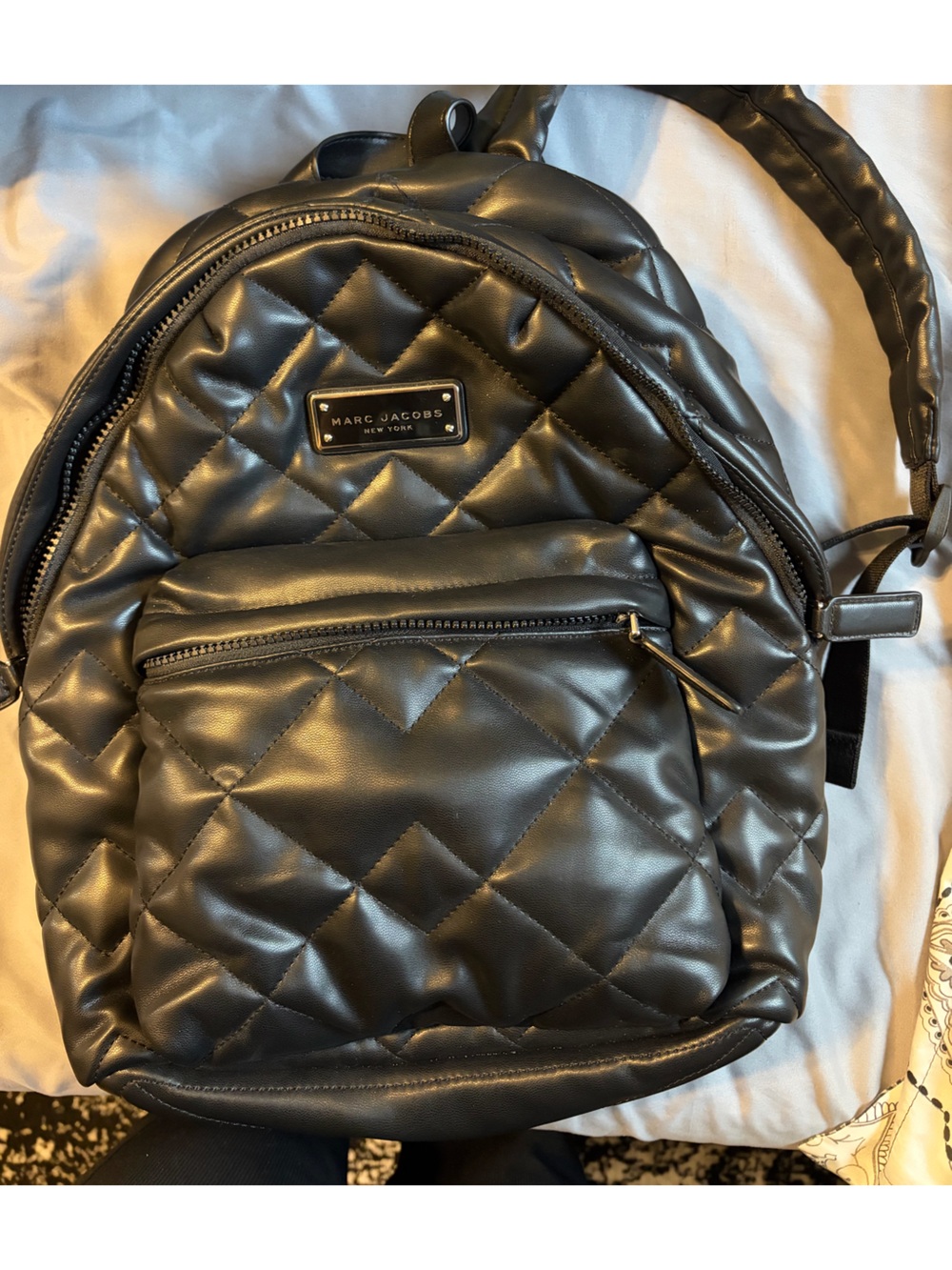 Marc Jacobs Black Quilted Mini Backpack with Front Zip Pocket - Picture 2 of 8